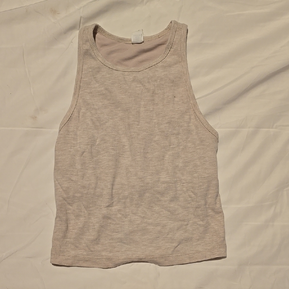 Yogalicious Cream Fitted Crop Tank Top